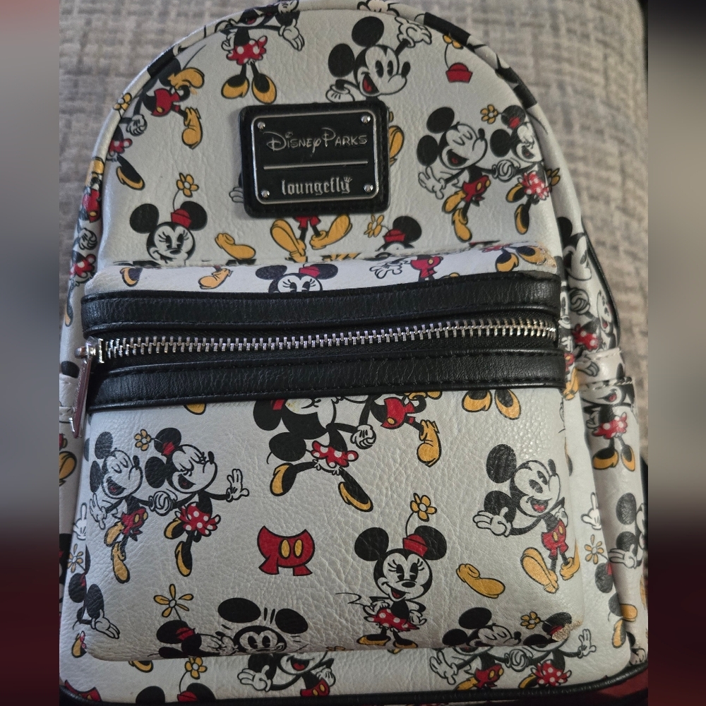 Loungefly Disney Mickey and Minnie Mouse Patterned Backpack